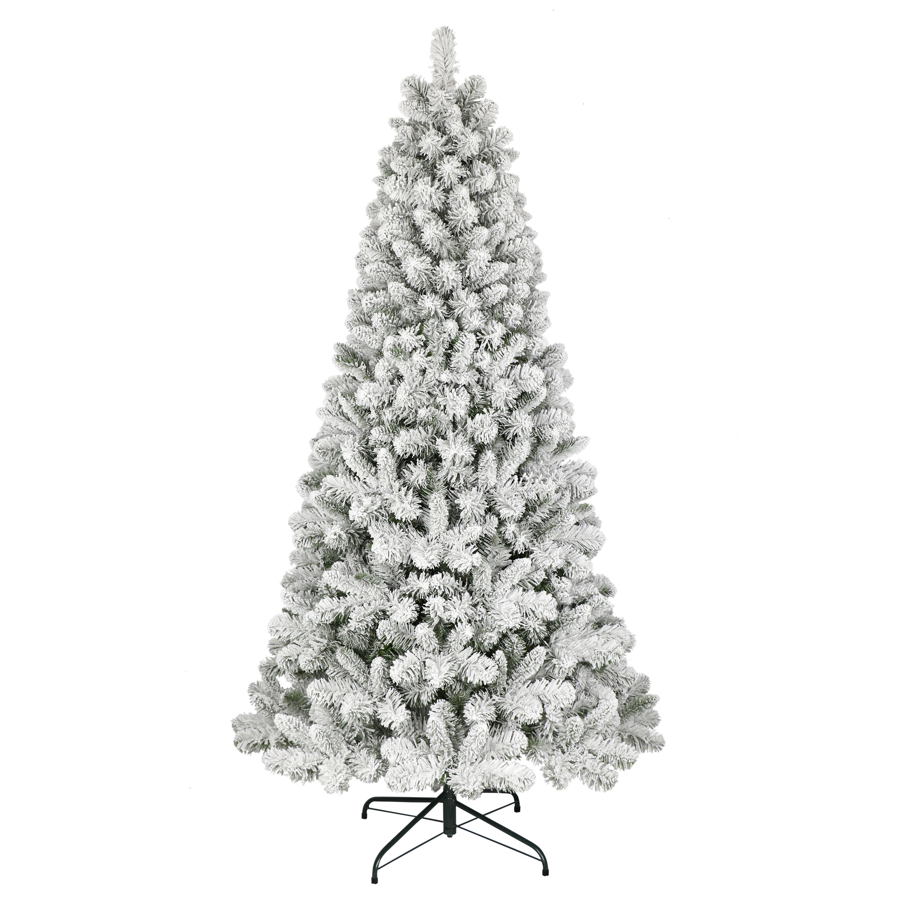 6 ft Flocked Virginia Pine Artificial Christmas Tree with Metal Stand Green 0998A-TF60